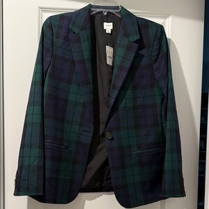 NWT J. Crew factory woman’s Tartan Blazer - Navy and Green, size 8
